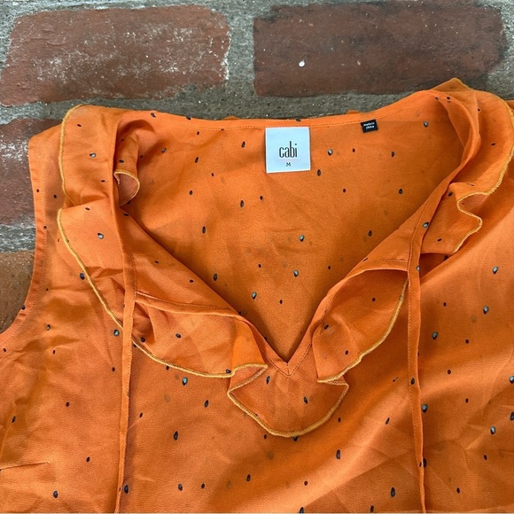 CAbi Orange Sprinkle Size M Top Double Layer Chiffon Sleeveless V-Neck blouse - Picture 4 of 16